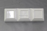 3 plats de sauce soja divisés en forme de rectangle couleur blanche ustensiles de cuisine en céramique plastique écologique