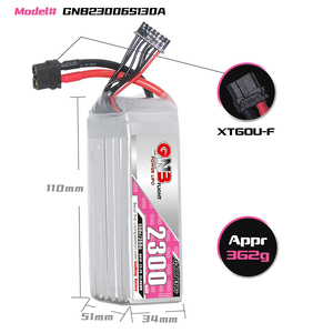 Batterie LiPo RC GNB GAONENG 2300 mAh 6S 22,2 V 130C XT60 pour Avion RC Brushless Blade Scimitar LRX Quad Align et Jet EDF - Product Image 3