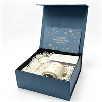 Caja de Regalo Magnética Negra Mate con Logotipo Personalizado, Caja Rígida de Cartón con Cierre para Taza de Café de Cerámica, Juego de Regalo Navideño
