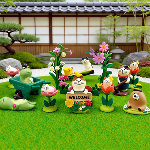 Adorno Pequeño de Resina con Diseño de Gato y Rana, Estilo Japonés ZAKKA, para Jardín o Granja, Artesanía en Miniatura - Product Image 5