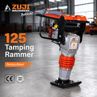 Compacteur à piston ZUJI HCD125, moteur essence/diesel/électrique 5,5 CV, 95 kg, 220 V/380 V, force d'impact 13 KN, profondeur de compactage 35 cm.