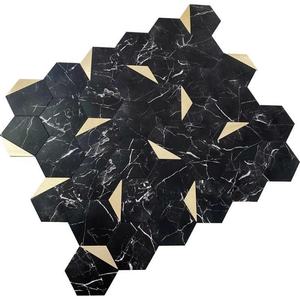 Beau Design Premium Qualité Personnalisé Décoratif <span class=keywords><strong>Vinyle</strong></span> et Métal Hexagone Or Noir Mosaïque Carreaux de Cuisine pour Mur Intérieur - Product Image 5