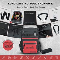 Sac à dos pour outils MELOTOUGH pour hommes, 30 poches multi-rangements, sac à outils robuste pour bricolage, OEM, bretelles double forme