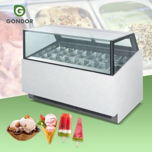 Réfrigérateur d'affichage de crème glacée dure à 18 plateaux Hôtel utilisé Congélateur automatique italien Gelato <span class=keywords><strong>Vitrine</strong></span> Thaïlande - Product Image 1