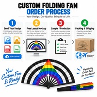 Éventail pliable personnalisé avec logo, 33 cm, en plastique, bambou, bois, ou en tissu, pour événements Rainbow, Pride, Ally, ou événements de sensibilisation, personnalisable