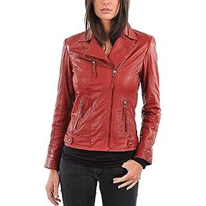 Chaqueta de Motociclista de Cuero Genuino para Mujer Valentino, Roja, Talla Extra Grande, Manga Larga, Estilo Moto, Tejido de Piel de Oveja - Product Image 4