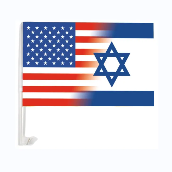 Vendita calda di buona qualità 12x18 pollici personalizzato USA-israele bandiera paese amicizia bandiera doppia faccia bandiera finestra auto