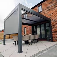 Auvent électrique de luxe pour patio et terrasse, belvédère à persiennes réglables, avec revêtement en poudre