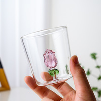 Tasse à café et à boisson en verre épais, écologique, résistante à la chaleur, design moderne tridimensionnel mignon et simple, avec poignée, pour usage au bureau