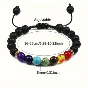 Pulsera Elástica de Piedras de Lava de 8mm con 7 Chakras para Sanación Reiki, Pulsera de Piedras Preciosas Naturales para Equilibrio Energético, Regalo de Joyería - Product Image 3