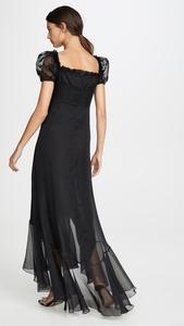 Nuovo arrivo primavera estate Chiffon nero lungo Maix abito a balza - Product Image 3