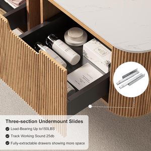 Ensemble de meubles de salle de bain modernes en bois massif style ferme, étanches, avec lavabo en céramique mural en cuivre, miroir et robinet, modèle 2026 Juerte OEM - Product Image 5