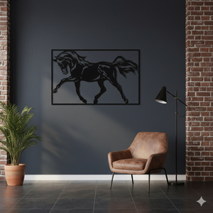 Art mural en métal Deco Horse : décoration d'intérieur en acier noir (60 x 35 pouces) - Product Image 2