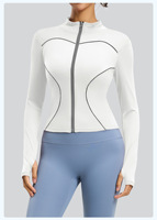 Veste de course réfléchissante coupe-vent pour femmes, légère, thermique, col montant, fermeture éclair, veste de fitness d'extérieur