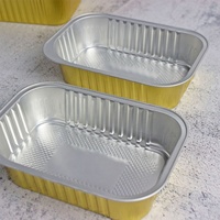 Boîte de plateau de cuisson à emporter, 50 pièces, personnalisé, utilisé pour les aliments, boîte de plateau en aluminium, en or, argent, avec couvercle