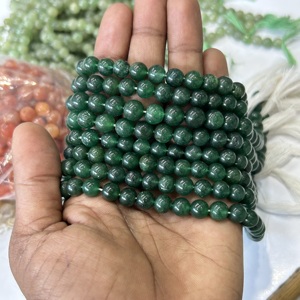 Cuentas de piedras preciosas redondas de 8 mm de Aventurina verde oscuro de la mejor calidad para la fabricación de joyas disponibles para la venta desde la India - Product Image 3