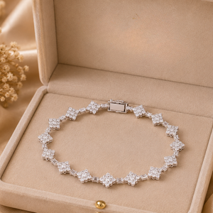 Pulsera de tenis geométrica de oro con diamantes, diseño de rombos y cuadrados, brazalete de circonitas cúbicas, joyería fina de lujo, caja de regalo incluida para mujer - Product Image 3