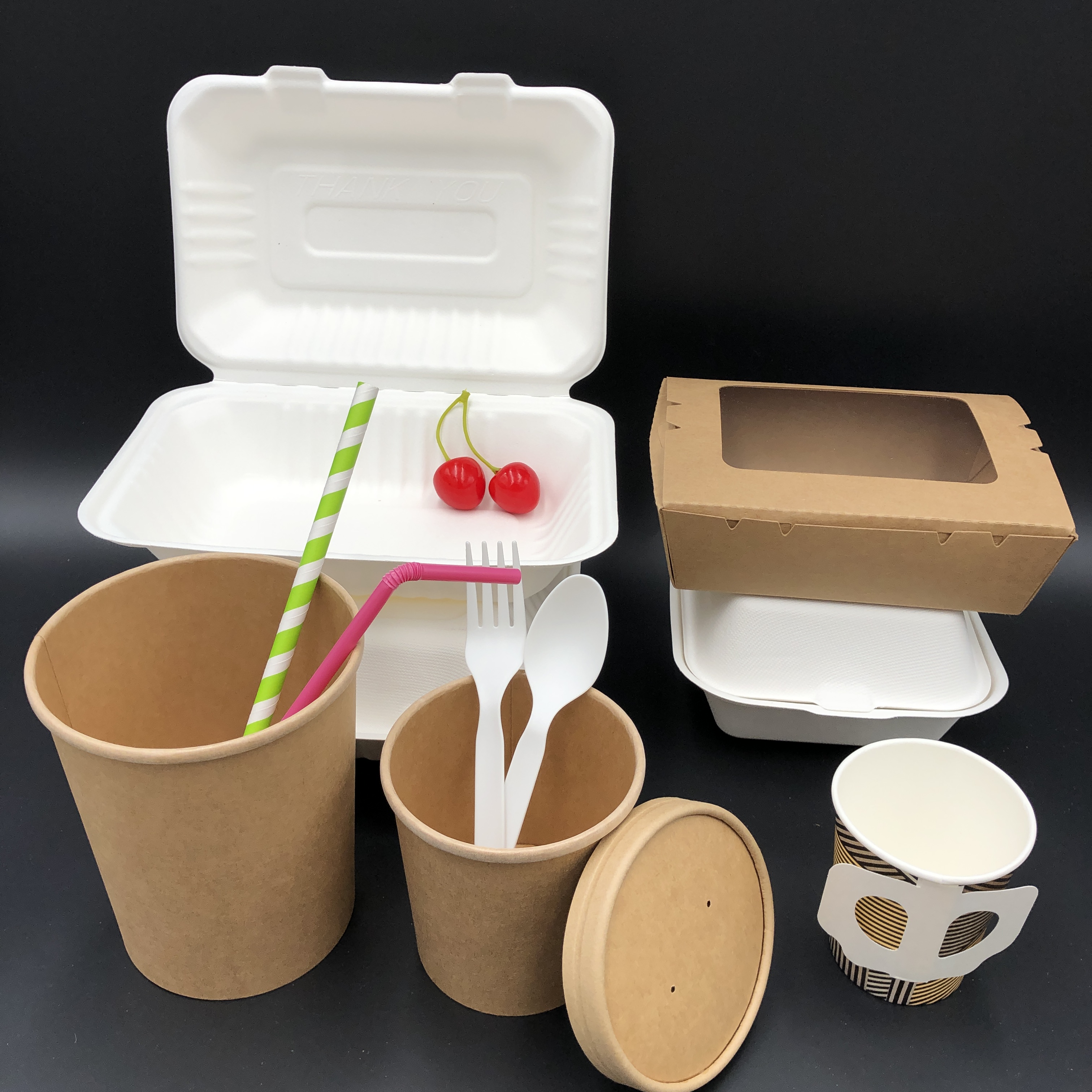 100% Eco Friendly Disposable Kraft Paper Soup Cup Container Takeaway 20oz Soup Bowl for Hot Food Packaging