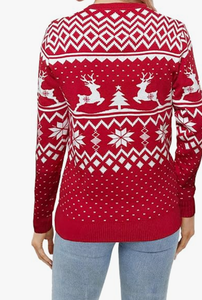 <span class=keywords><strong>Pull</strong></span> de Noël pour femme 100 % coton tricoté, motif renne et flocon de neige, manches longues, idéal pour les fêtes de fin d'année, doux et confortable - Product Image 2
