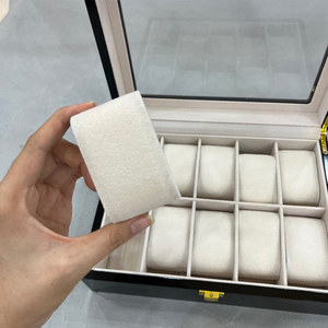 Elegant <b>Black</b> Watch Storage <b>Box</b> with Lid 10 Compartment Velvet Interior Rectangle Design for Watch Packaging - Product Image 6