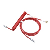 Angitu OB kabel USB koil ganda, Aviator lengan ganda ke Tipe C + TRRS Mekanikal Keyboard kabel koil terpisah