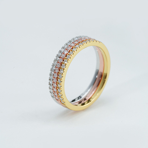 Bijoux Femme Diamant Argent 925 Moissanite Trois Bagues DEF VVS Mosant Diamants Bandes de Mariage Empilées - Product Image 2