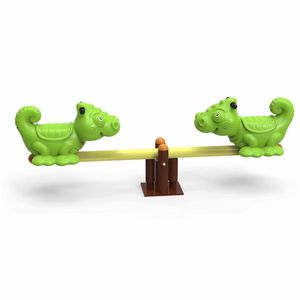 Cour bébé terrain de jeu bricolage chien crocodile en forme d'animal Double siège enfants adulte fer acier tuyau balançoire Machine jouet pour enfants - Product Image 1