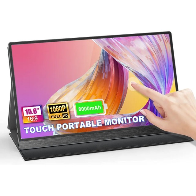 15.6 Inch 4K Auto-Rotating Battery Build in Touch Portable Monitor PD Fast Charge 600nits 1.07B 100% DCI-P3 for Laptop PS5 Phone