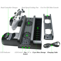Support de refroidissement multifonctionnel 3 en 1 pour console vidéo PS4 SlimPro, station de charge pour manette de jeu PS4, accessoires de jeu