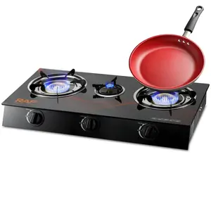 RAF nouvelle cuisinière à gaz noir maison cuisine professionnelle table de cuisson à gaz 3 brûleurs brûleur à gaz portable