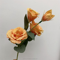 Fleurs artificielles violettes QSLH-CF284 4 têtes gentiane des prairies Lisianthus artificielles fleurs en vrac pour arrangement floral