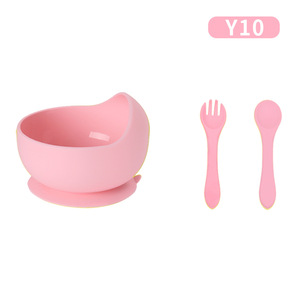 Ensemble de 3 pièces pour l'alimentation des bébés en silicone de qualité alimentaire sans BPA, comprenant un bol, une cuillère, une fourchette, des <span class=keywords><strong>couverts</strong></span> pour enfants, ensemble repas personnalisé pour bébé - Product Image 4