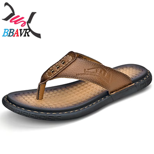 Sandalias Explosivas de Verano, de Piel de Vacuno de Primera Capa, Casuales, para Caminar, Tipo Chanclas - Product Image 1