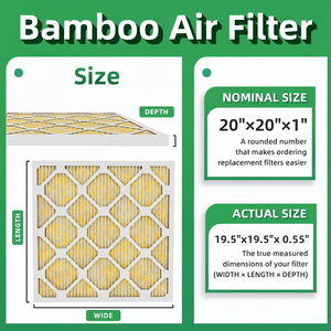 แผ่นกรองอากาศสำหรับเครื่องปรับอากาศแบบใยไผ่ MERV11 ขนาด 20x20x1 ซม. ความจุสูง ดักจับฝุ่นได้ดี เป็นมิตรกับสิ่งแวดล้อม จำนวน 18 ชิ้น พร้อมโลโก้ฉลากแบบกำหนดเอง - Product Image 1