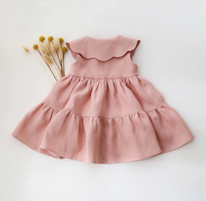 Bộ liền thân vải lanh cotton mùa hè cho bé gái sơ sinh, đầm thêu, quần áo trẻ sơ sinh - Product Image 4