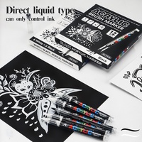 Lot de 12 marqueurs liquides à pointe souple pour art, blanc et noir, pour dessin, acrylique, pour le bricolage et l'accentuation