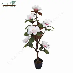 Árbol de flores de imitación para decoración de boda, planta de Magnolia en maceta Artificial de moda