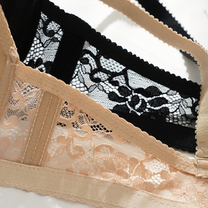 Soutiens-gorge sexy en dentelle pour femmes, push-up, à armatures, bretelles réglables, motif uni, grandes tailles, bonnets A B C, lingerie féminine - Product Image 5