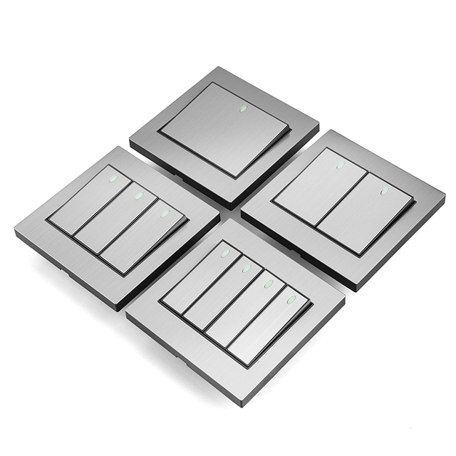 Large Panel Stainless Steel Push Button 2 Way 3 Way Switch Light Electric Switch Board Wall Socket