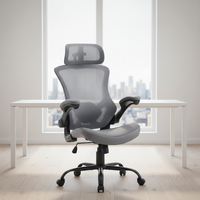 JR RACING JRMC-38 Chaise de bureau exécutive à dossier haut, gris foncé, design ergonomique en maille, appui-tête réglable, contemporaine