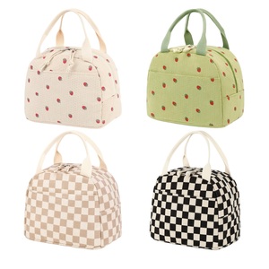 In Stock Portable Corduroy <b>Lunch</b> Cooler <b>Bag</b> Thermal Insulation Oxford Cloth and Polyester <b>for</b> <b>Women</b> - Product Image 1