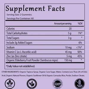 Gomitas de Saúco Orgánico para Adultos (120 Unidades), Saúco Negro con Vitamina C y Zinc, Refuerzo Inmunológico, Venta Caliente OEM/ODM - Product Image 2