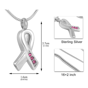 Colgante de urna de cremación de cinta femenina, collar de ceniza de hueso conmemorativo de acero inoxidable, colgante de ceniza de hueso de mascota conmemorativo femenino - Product Image 2