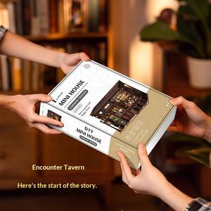 Houten Hoektaverne DIY Boekensteun Cabine Boekenhoek Montagemodel Huis Ornament Slaapkamer Studie Decoratie Promotionele Speelgoed - Product Image 4