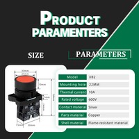 Interrupteur à bouton-poussoir LED en plastique LVBO série XB2-E 10A 1NO IP53 XB2-EA41C