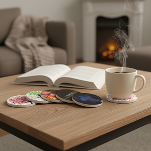 Dessous de verre en céramique pour voiture avec impression UV absorbante Design personnalisé Tapis et tampons vierges Dos en liège pour boissons - Product Image 1