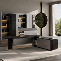 Escritorio de oficina ejecutivo Ceo moderno, mesa y sillas de oficina jefe en forma de L, muebles de oficina de lujo modulares de gama alta, diseño moderno
