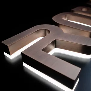 Señalización comercial personalizada, letras LED de metal 3D, logo de marca de empresa