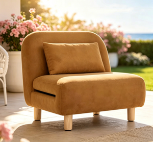 Orange Foldable <strong>Sofa</strong> <strong>Bed</strong>, 2-in-1 Convertible <strong>Single</strong> Chair <strong>Bed</strong> for Small Space Living Room Bedroom - Product Image 3