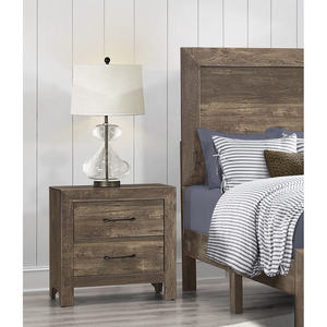 DB <b>Smart</b> <b>Nightstand</b> with Rustic Brown Finish 1pc Bedroom Furniture with Black Metal Hardware for Apartment Use - Product Image 5